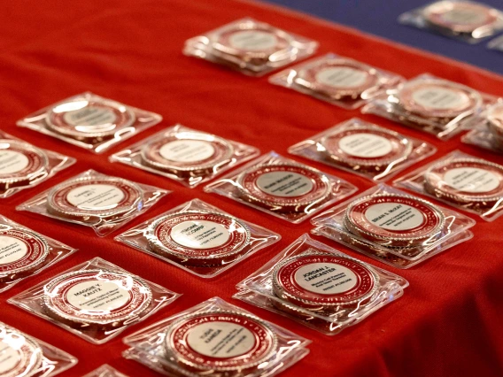 Patent coins on a table. 