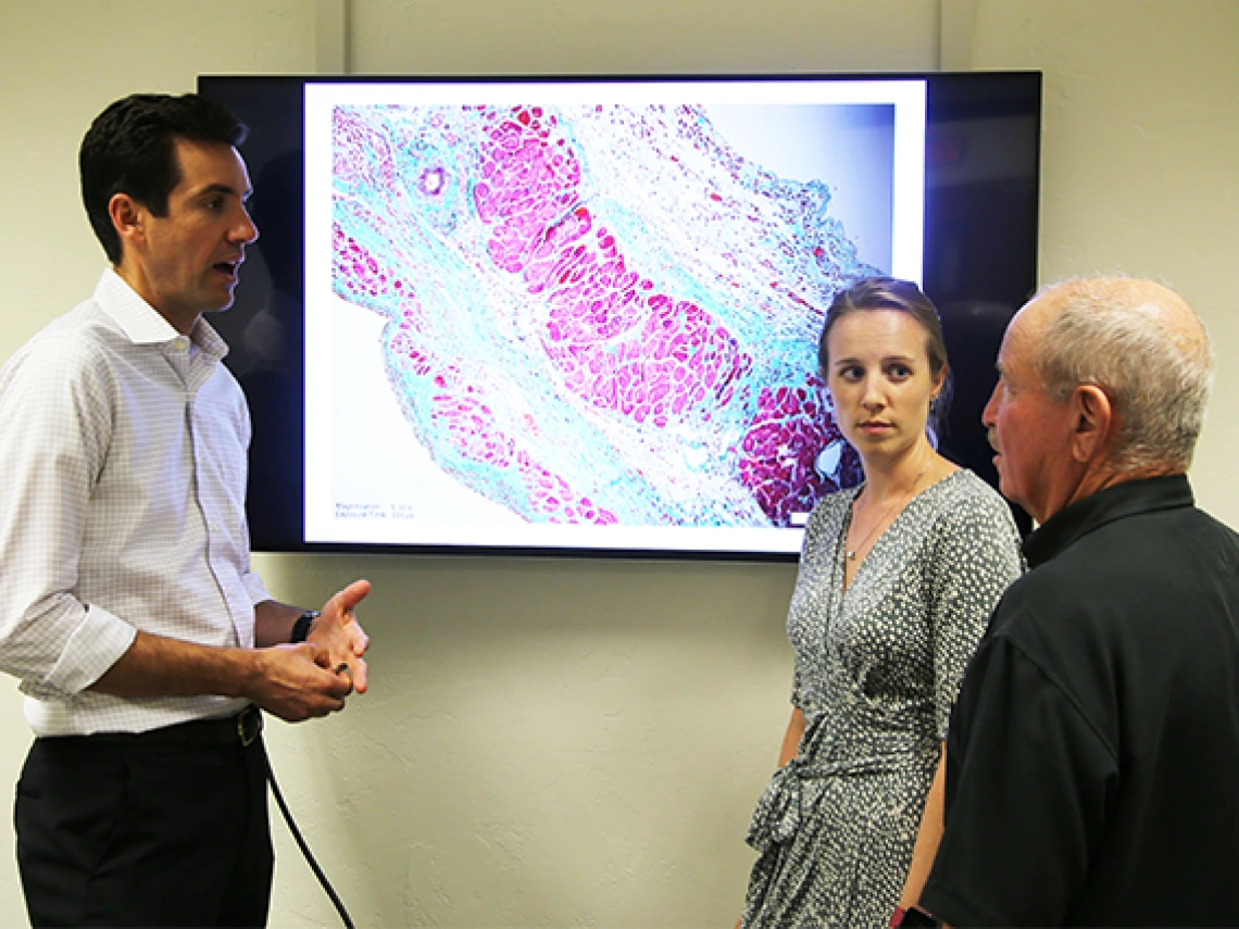 Left to right: Jordan Lancaster, Jen Koevary, and Steven Goldman of the University of Arizona and startup Avery Therapeutics.