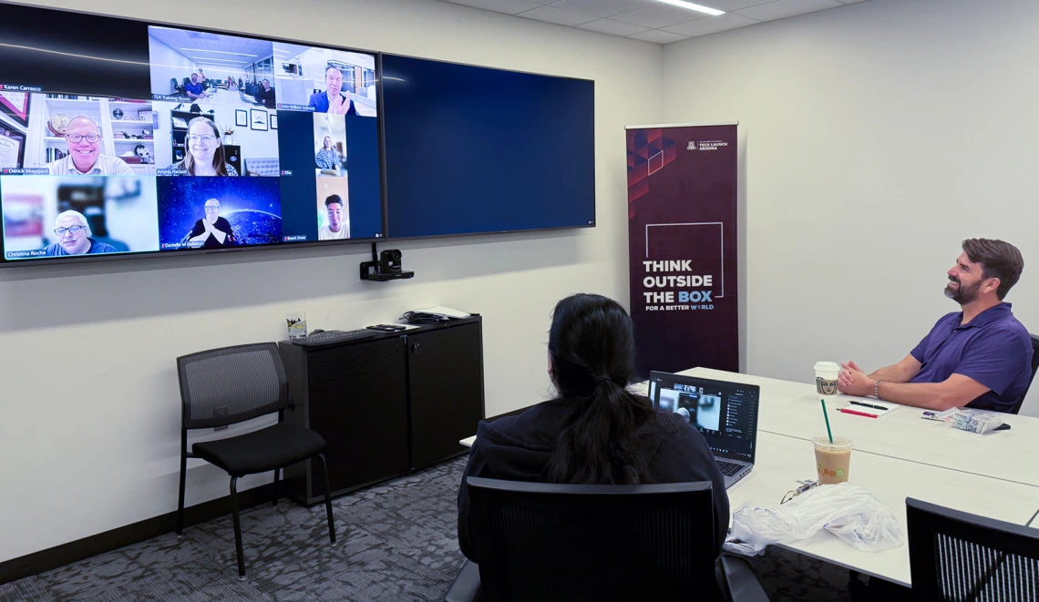 Paul Valdez hears about the award via a surprise zoom call from the UA Staff Council and the Startup Wildcats teams.