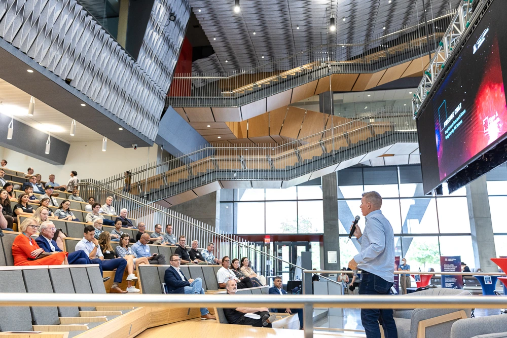 Gregg Scoresby of PHX Ventures addresses the crowd at the opening fireside chat.
